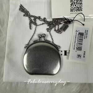 Coach Coin Purse Kisslock Pendant Necklace In Silver NWT